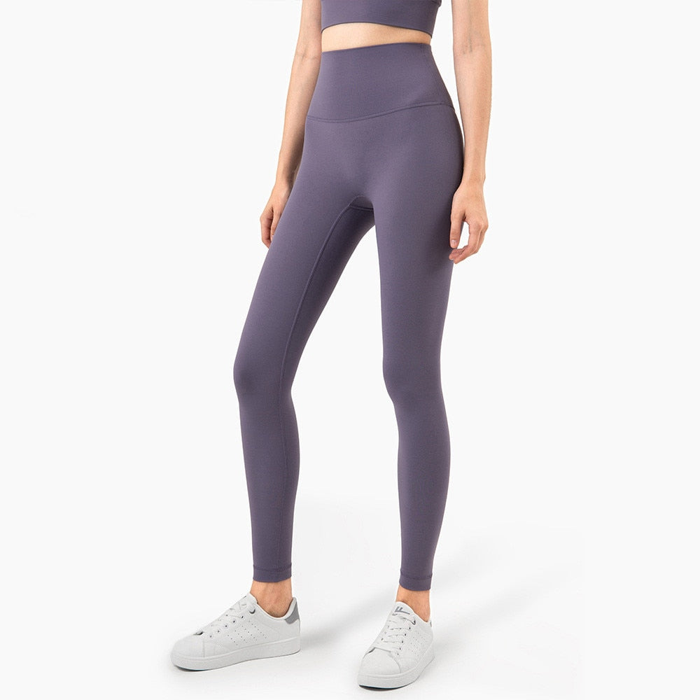 Women Hidden Pockets Gym Leggings Purple Crystal