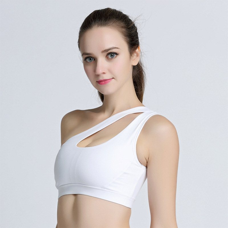 Sexy One Shoulder Yoga Bras White 1