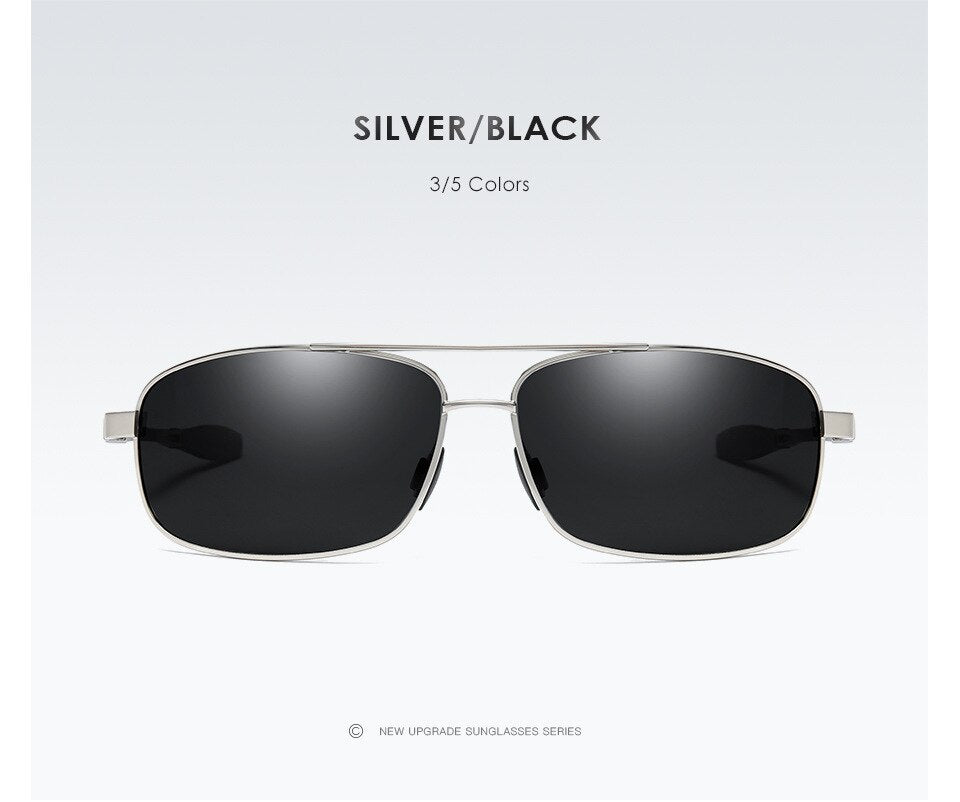 Men Polarized Aluminum Driving Sunglasses Silver-black