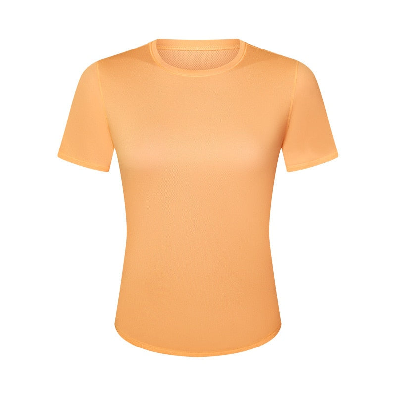 Women Elastic Gym Shirts Boston Orange