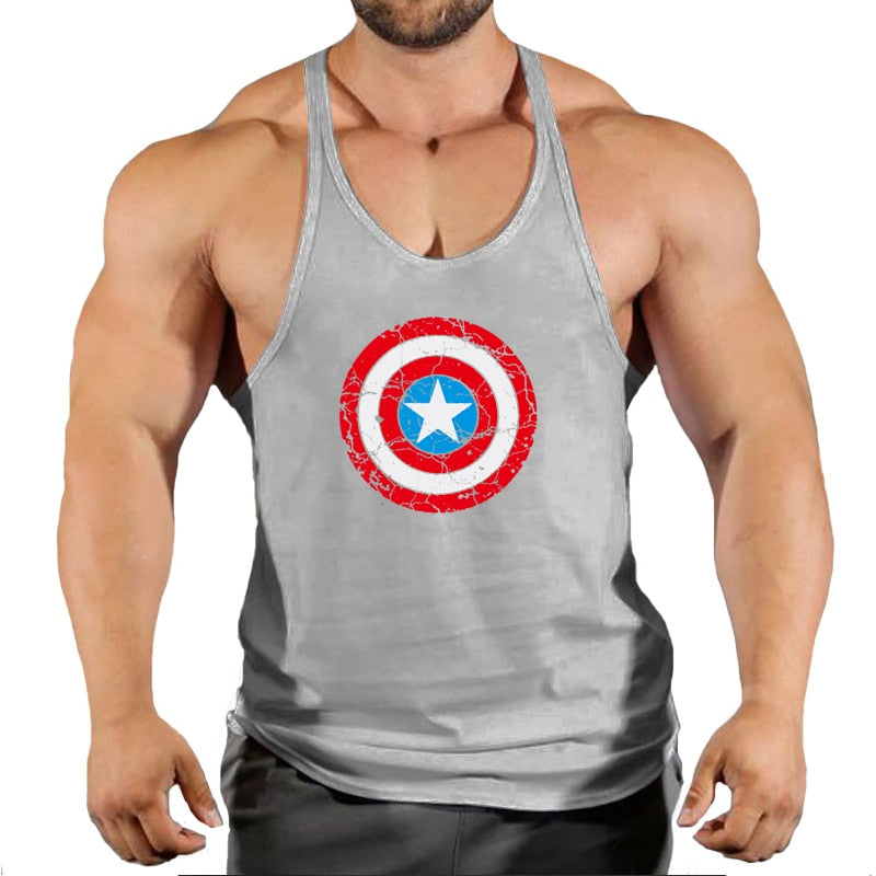 Men Sleeveless Cotton Gym Tank Tops Captain America 5