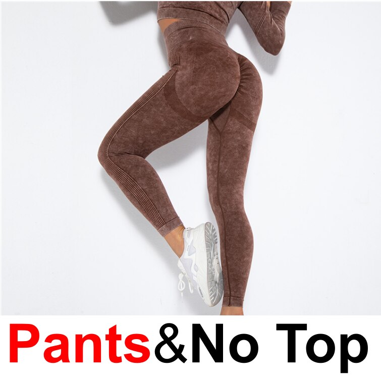 Women Push Up Fitness Yoga Suit pants-coffee