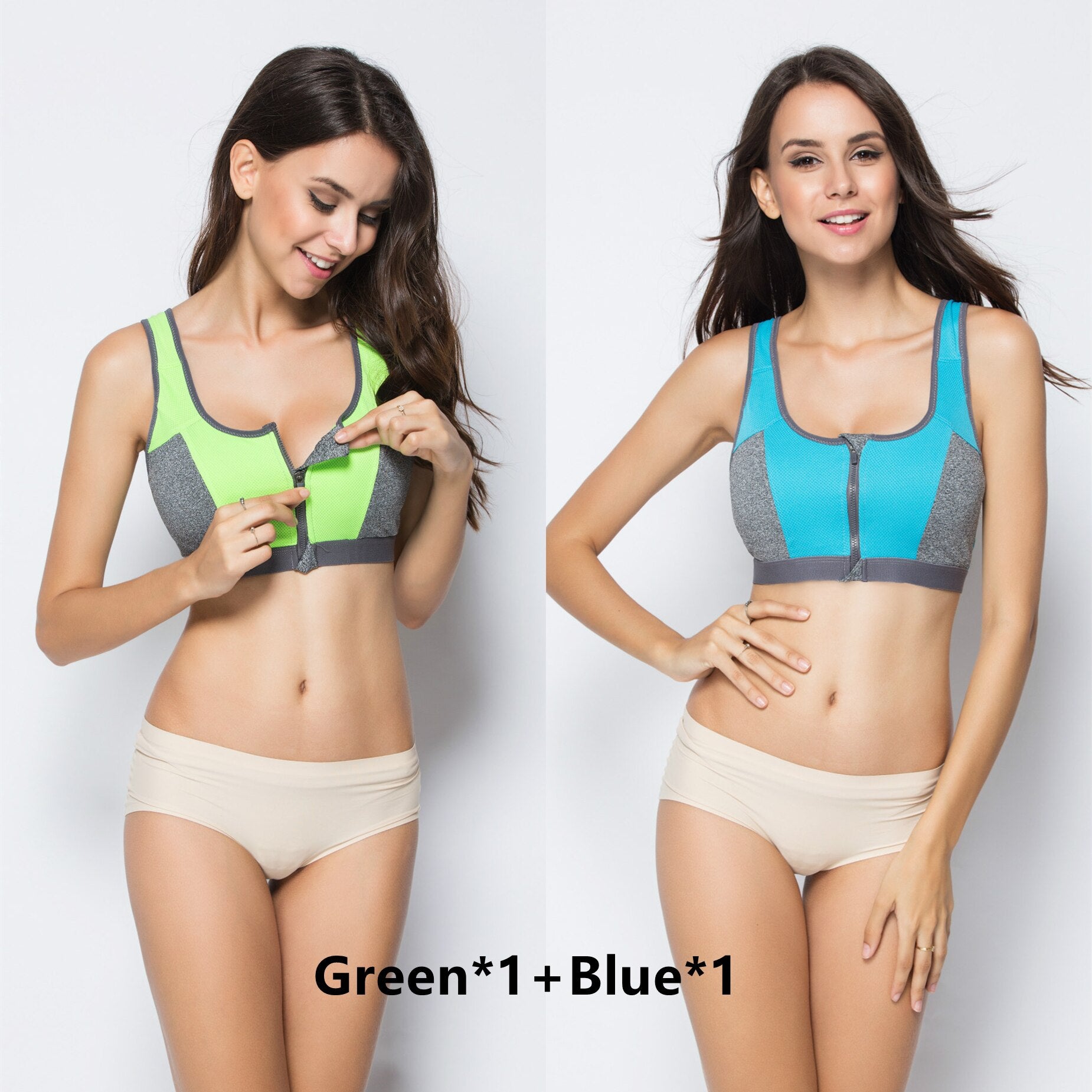 Women High Impact Sports Bras Green1 Blue1