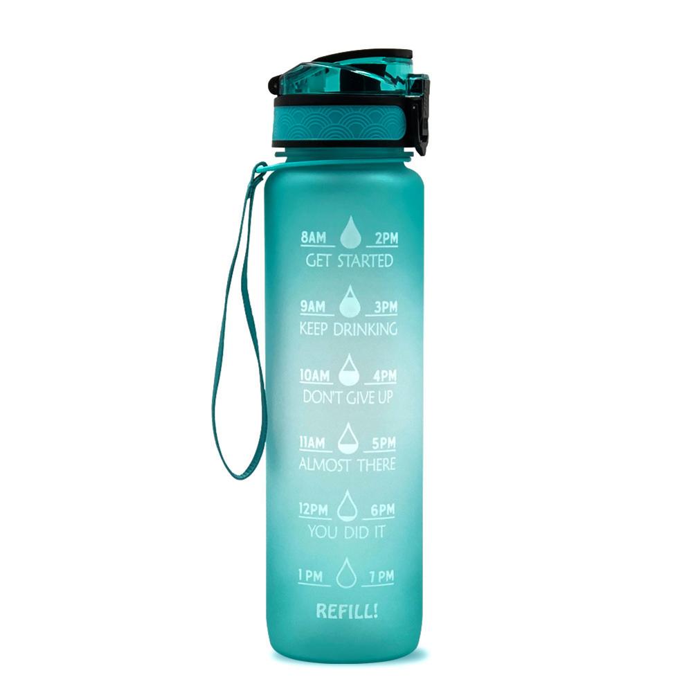 1L Sports Water Bottle with Straw Green