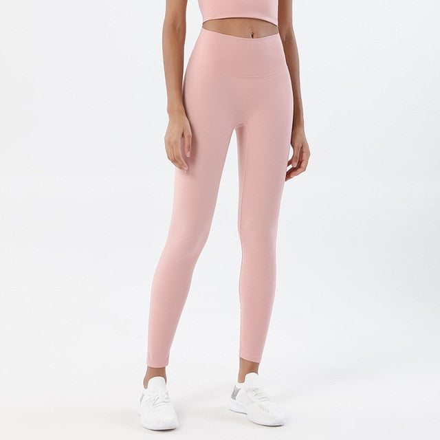 Women Hidden Pockets Gym Leggings Peach Orange