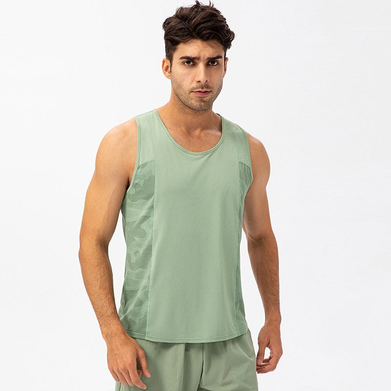 Men Gym Quick-drying Sleeveless T-shirt Green