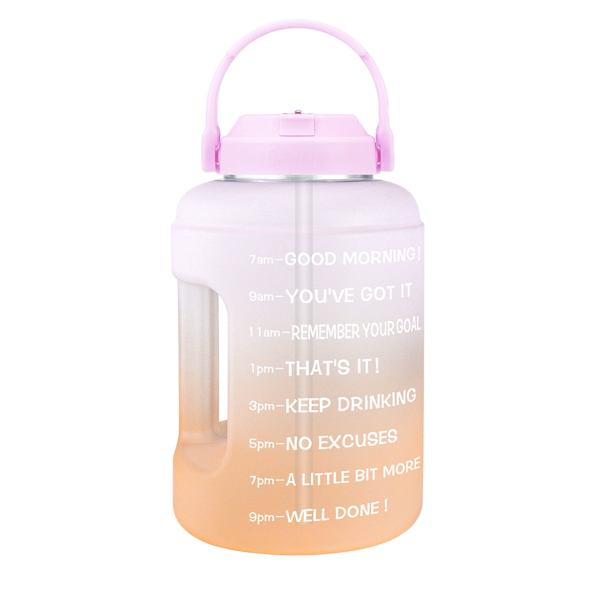 Wide Mouth Gallon Motivational Water Bottle Light Purple-Orange