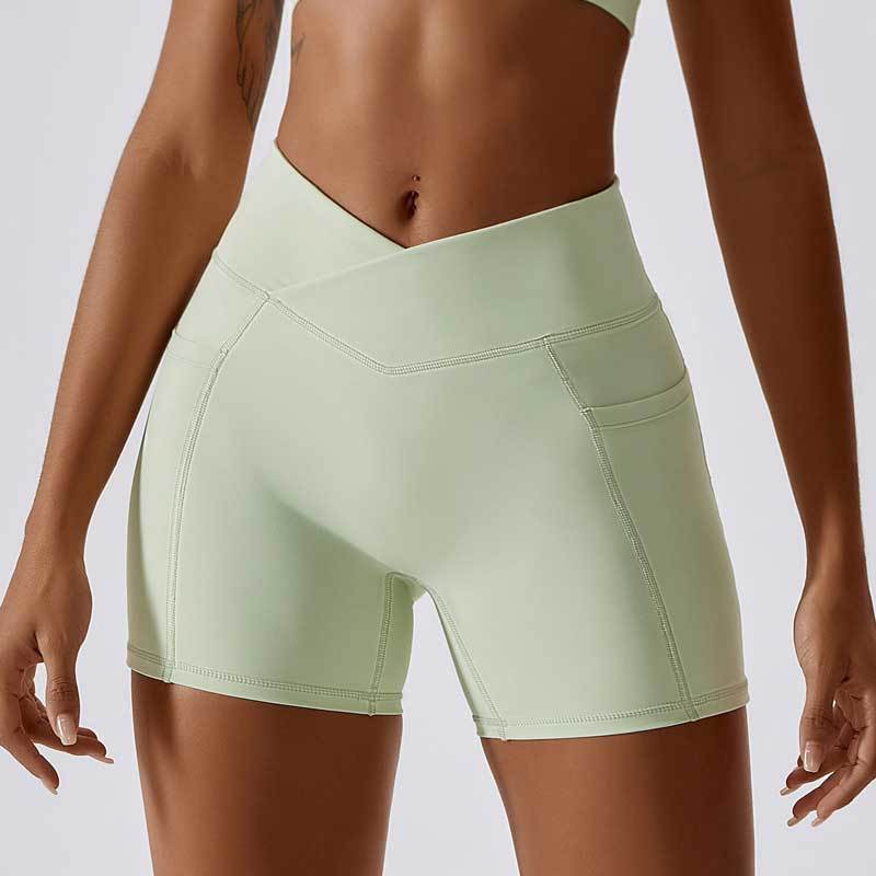 Woman Gym Workout Set Green Shorts