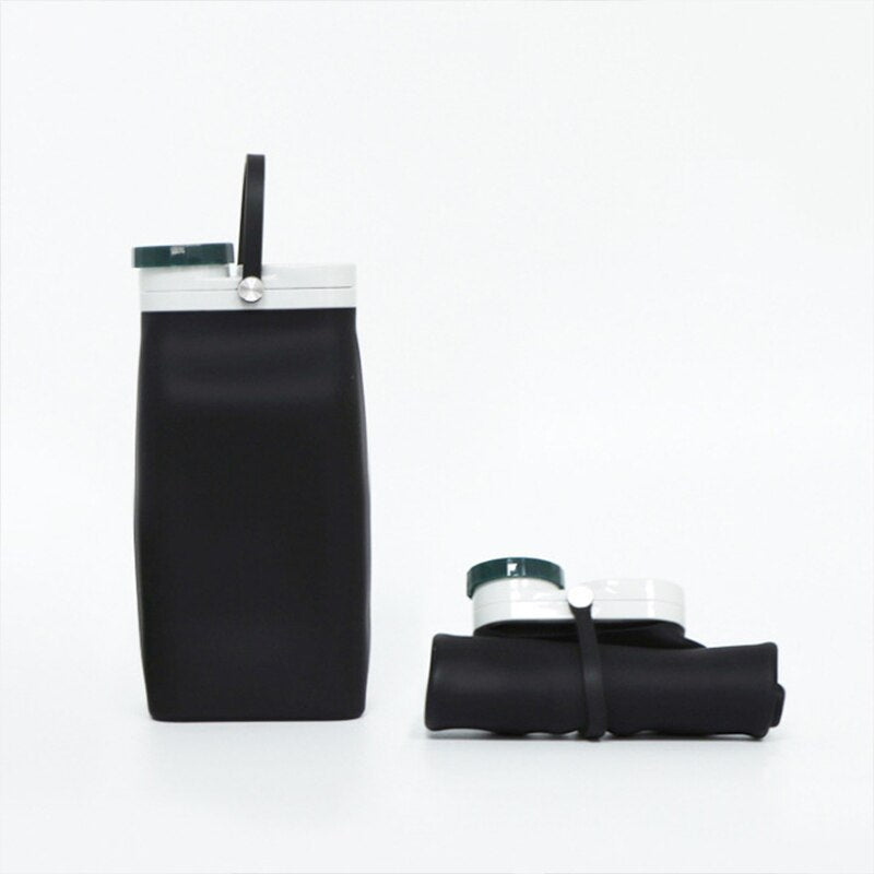 Portable collapsible leak-proof water bottle 600ml Black