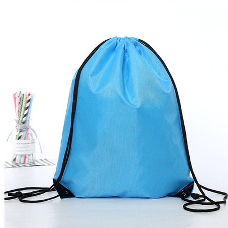 Drawstring Sack Sport Fitness Travel Backpack Light Blue