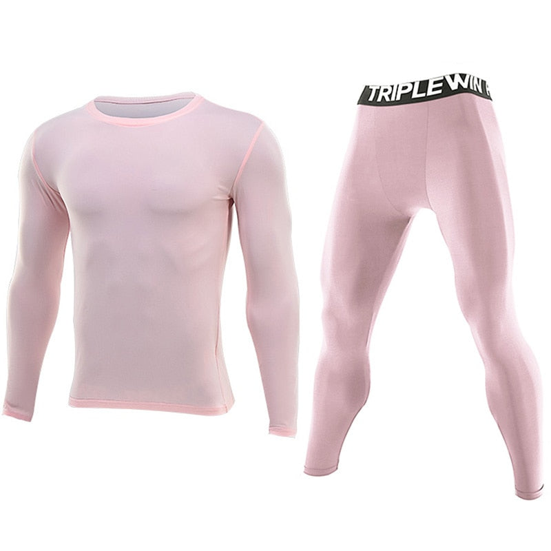 Men GYM Long Sleeve Tracksuits Pink