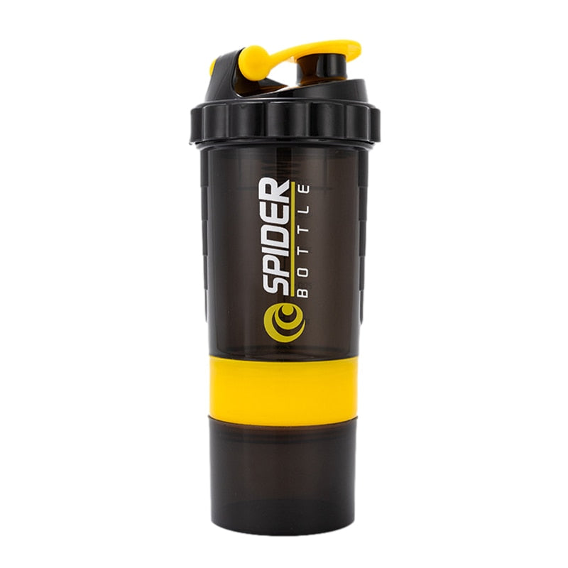 Fitness 3 Layer Sports Shaker Bottle Yellow 550ML