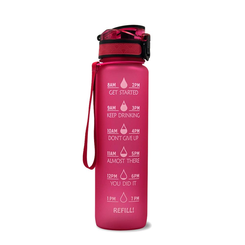 1L Sports Water Bottle with Straw Rose