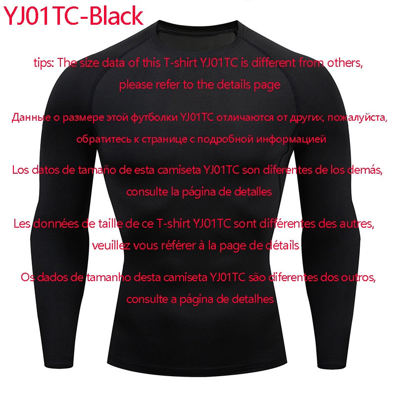 Men Bodybuilding Sports Long Sleeve Shirt YJ01TC-Black