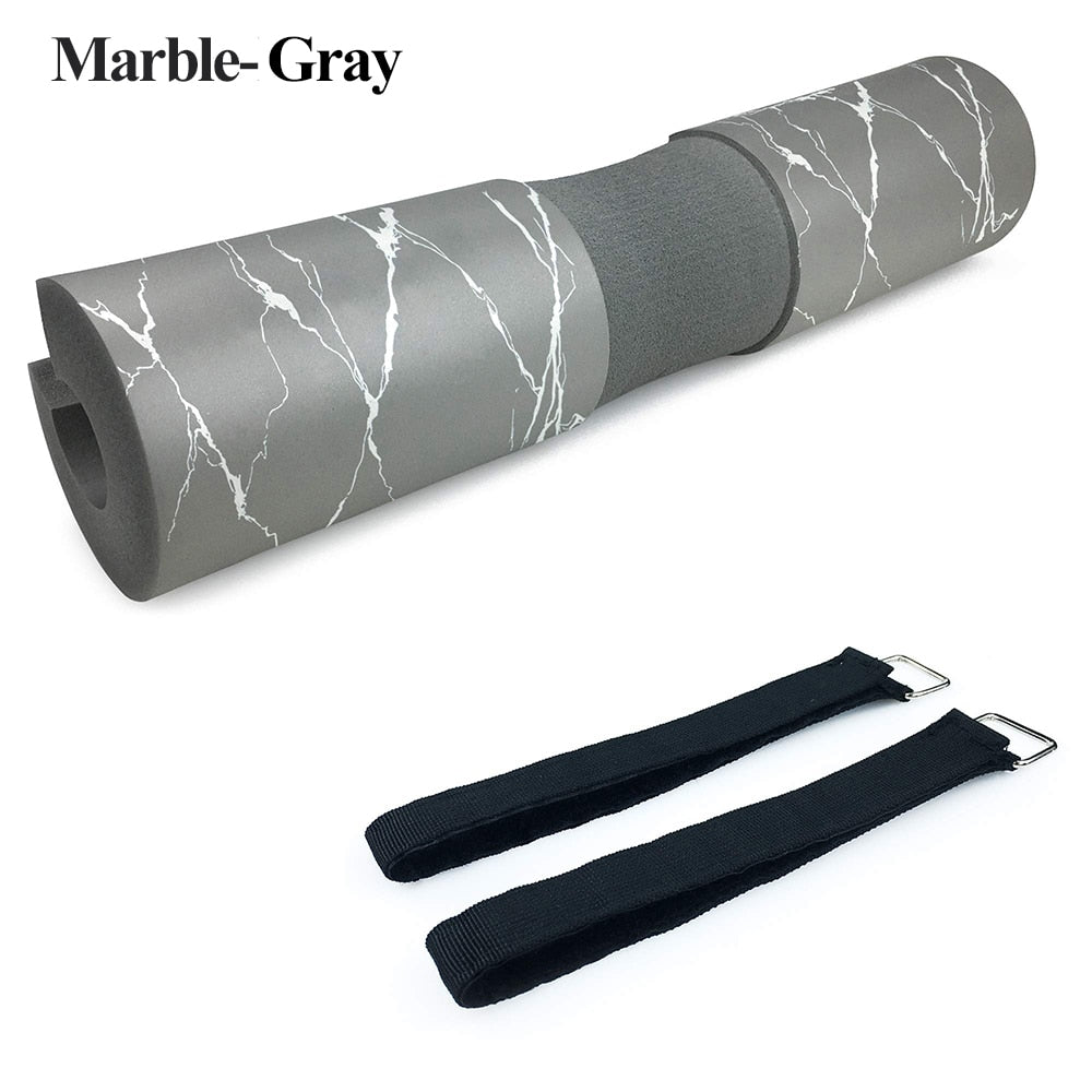 Gym Weightlifting Barbell Pad Marble-Gray-Straps