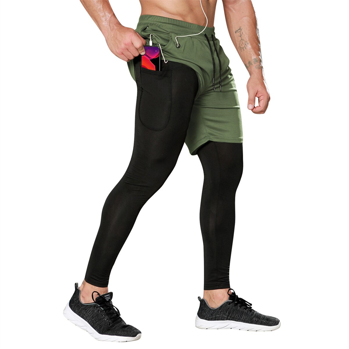 Men Gym 2 in 1 Sweatpants Green