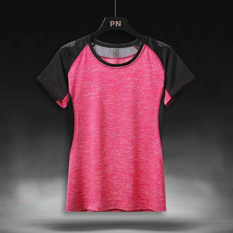 Women Marathon Running Fitness T-Shirt Pink