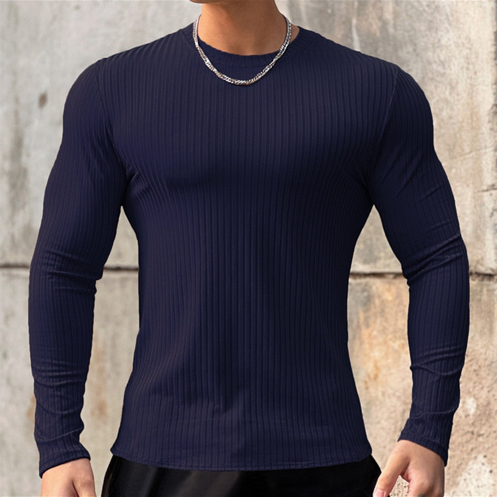 Men Quick Dry Gym Fitness T-shirt Navy Blue