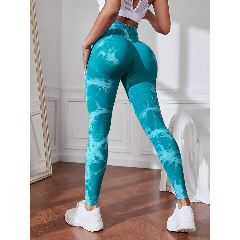 Tie Dye Women Fitness Seamless Leggings GreenDazzle