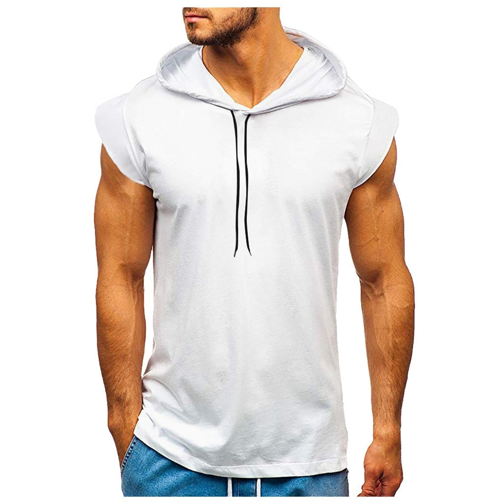 Men Sports Fitness Tank Tops White-D