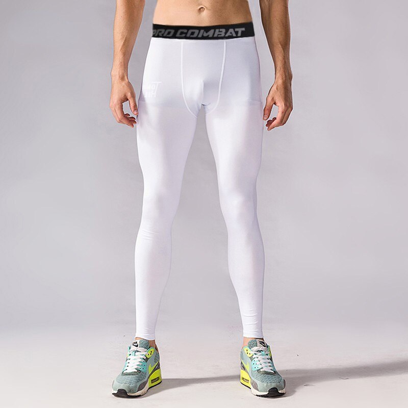 Men Compression Leggings white