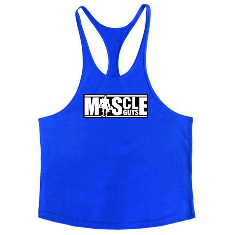 Men's gym Stringer Tank Top Blue