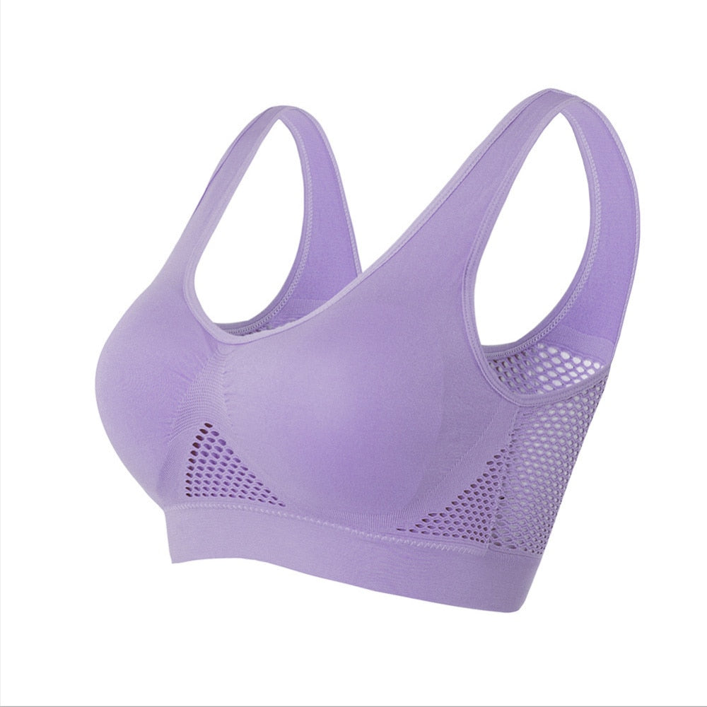 Seamless Mesh Women Sports Bras Purple