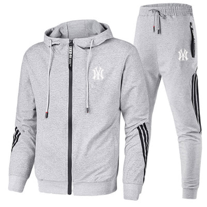 Men Zipper Cardigan Jacket+Sweatpants grey China