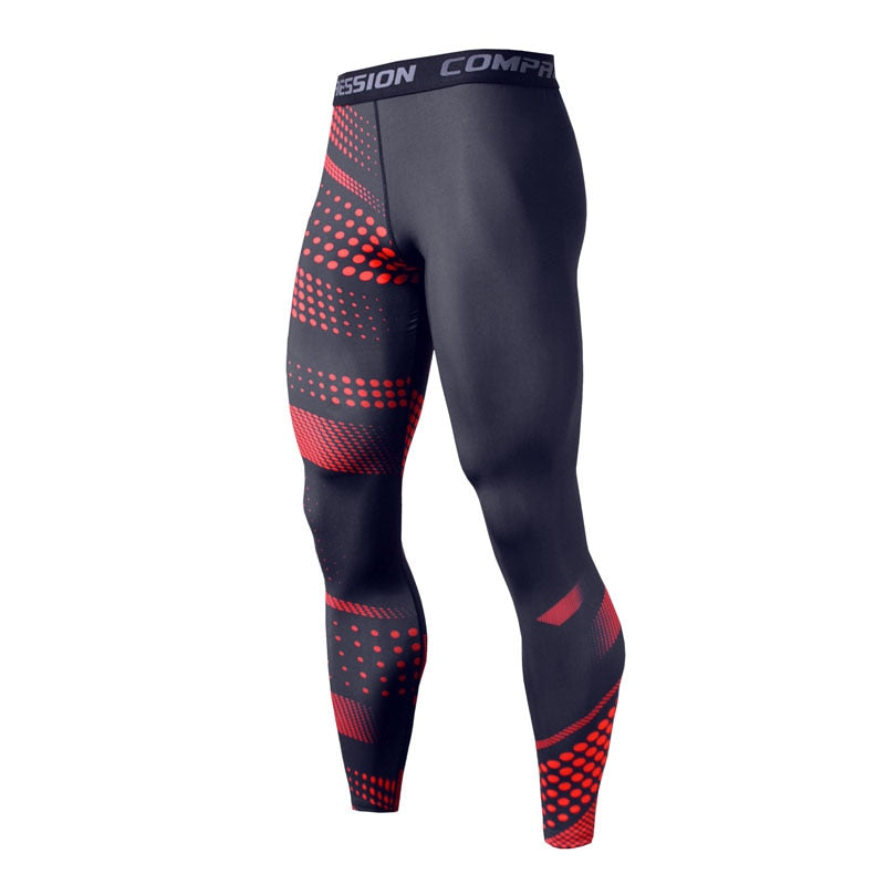 Men Quick Dry Fitness Sport Leggings Red