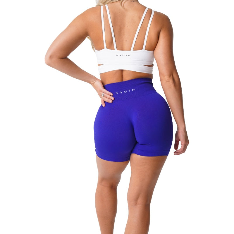 Women Solid Spandex Seamless Shorts Cobalt
