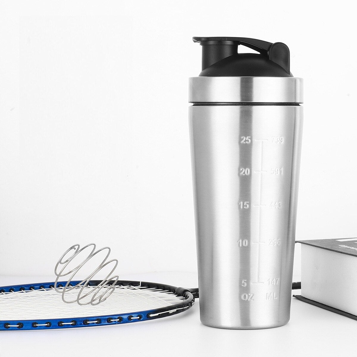 Shaker Mixer Stainless Steel Water Bottle 900ml silver