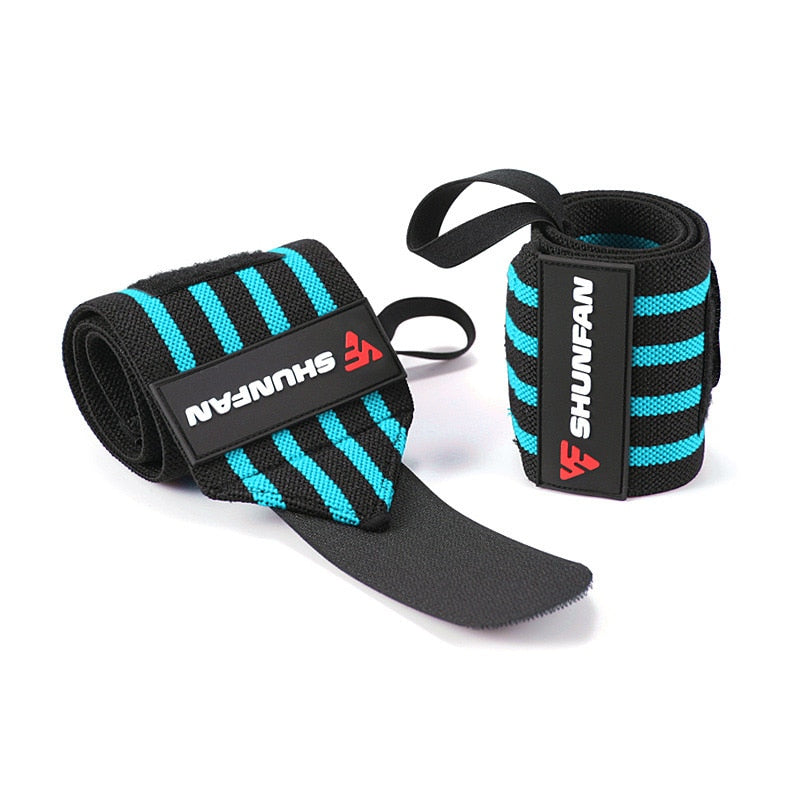 Wrist Support Gym Wraps Straps Blue Stripe 2pieces