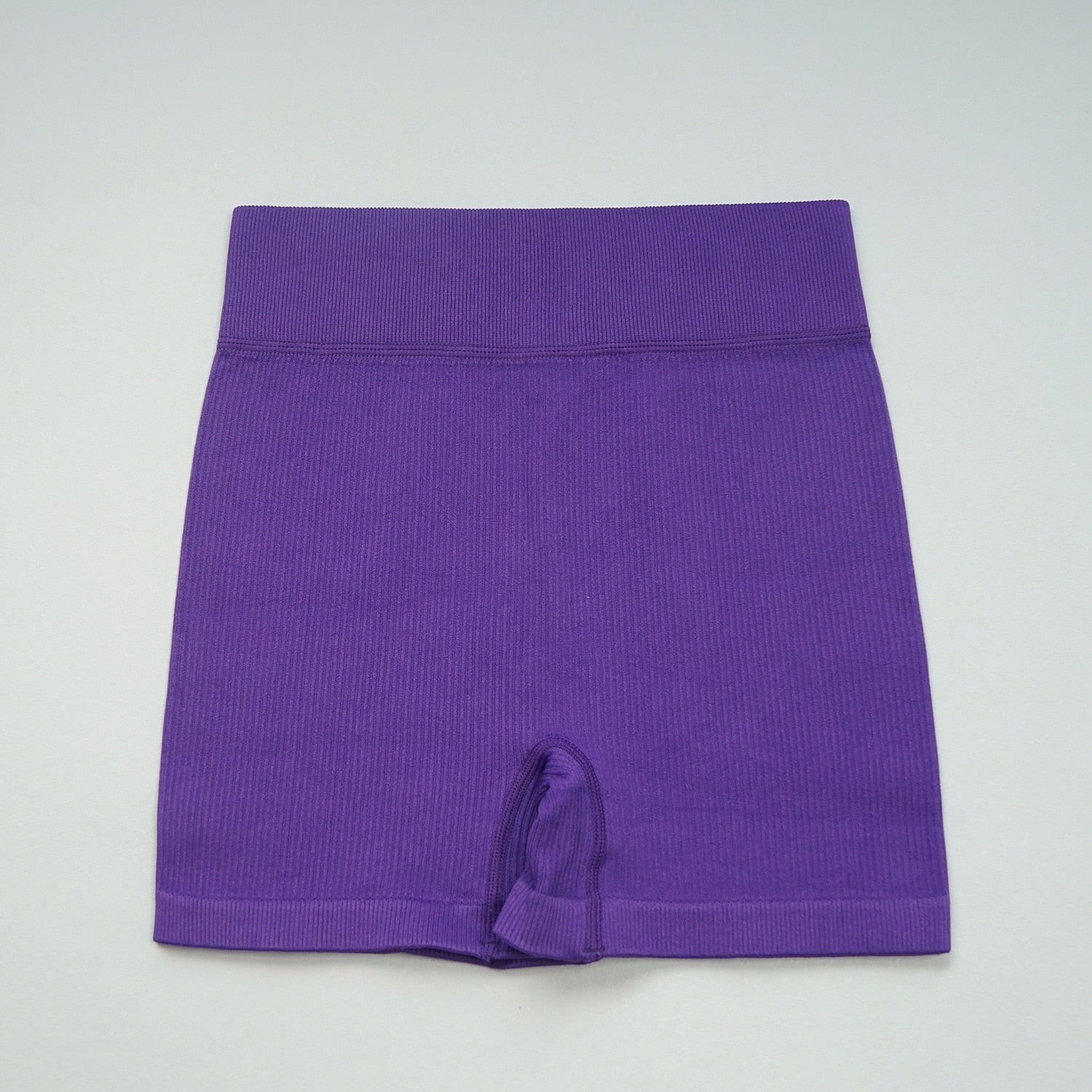 Women Summer Ribbed Gym Set Shorts-Purple