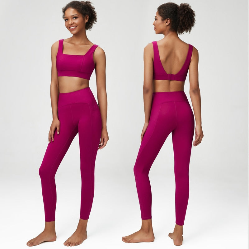 Women Solid Color Stretch Athletic Suit