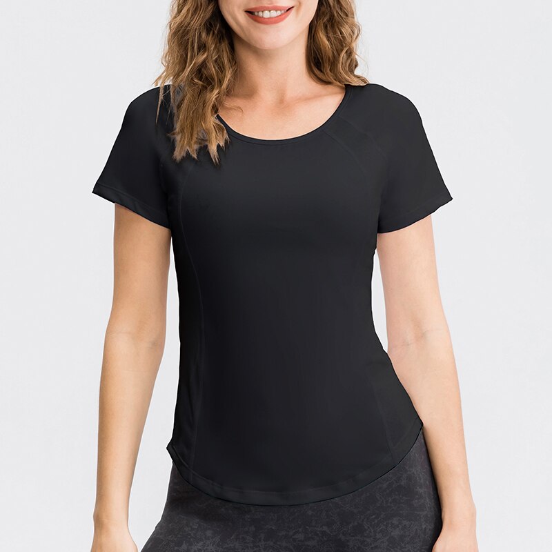 Women round neck sports T-shirt Black