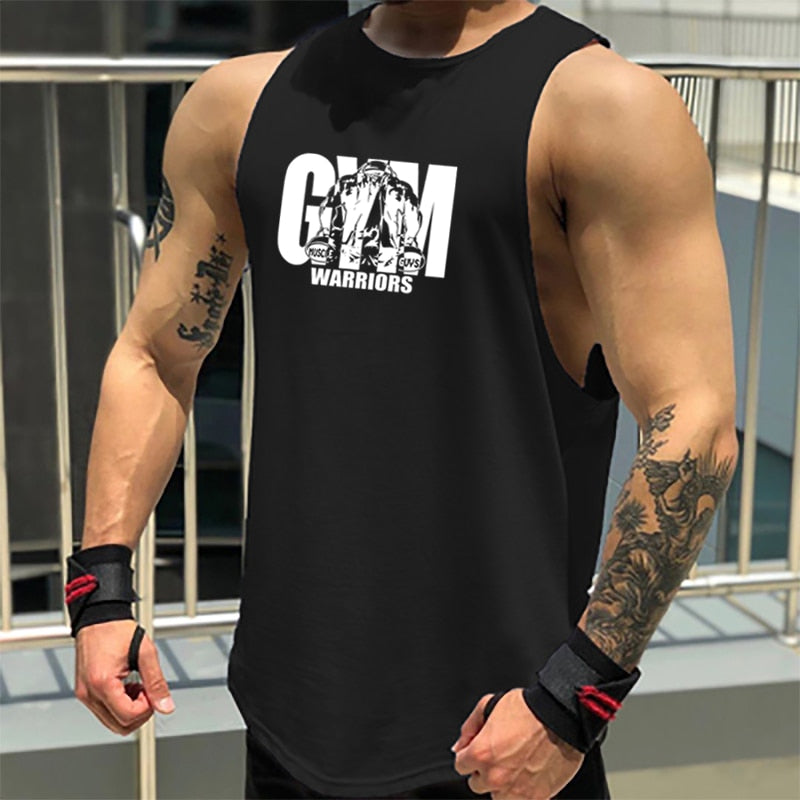 Mens Cotton Workout Gym Tank Top Black4
