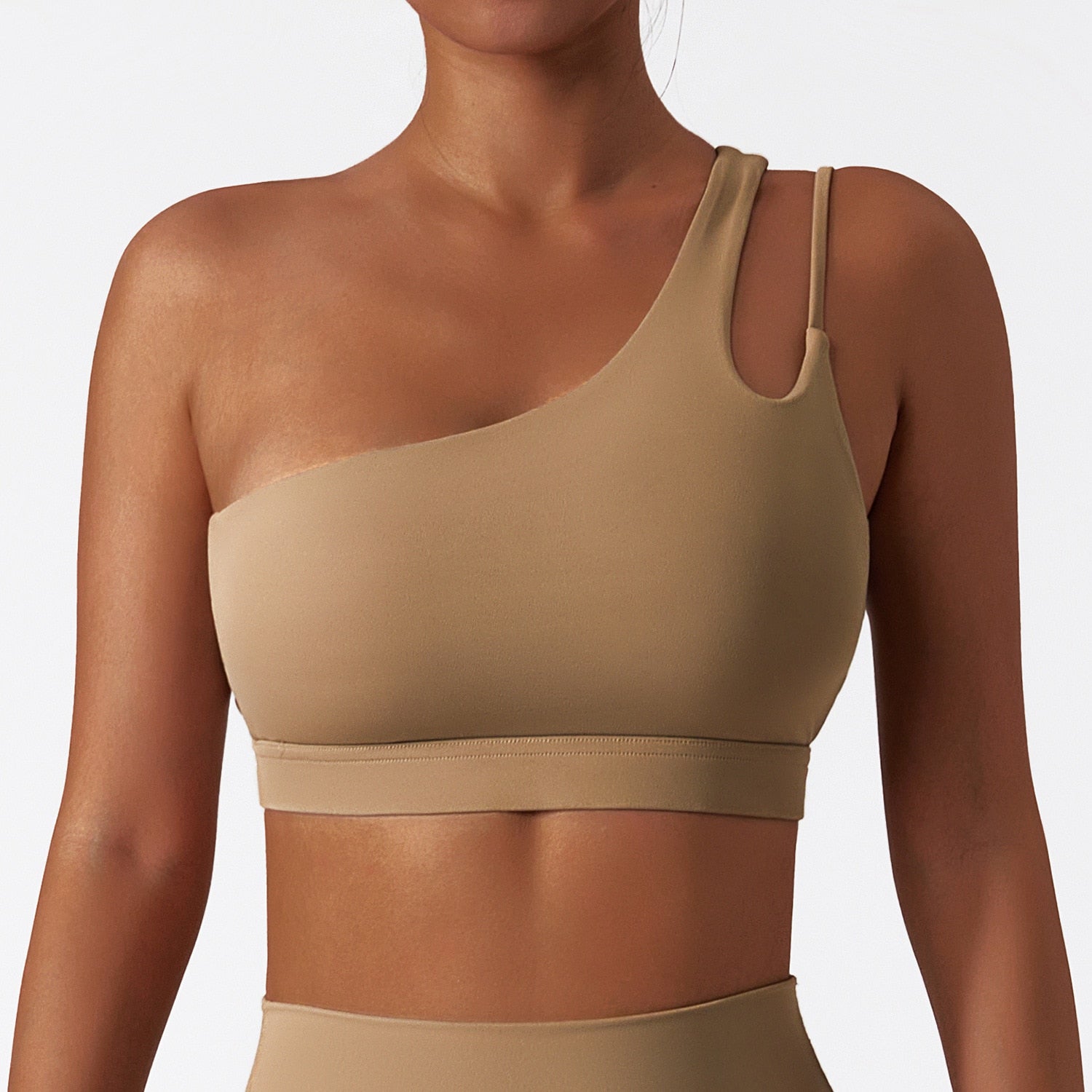 Women Comfort Single Strap Yoga Bra Brown