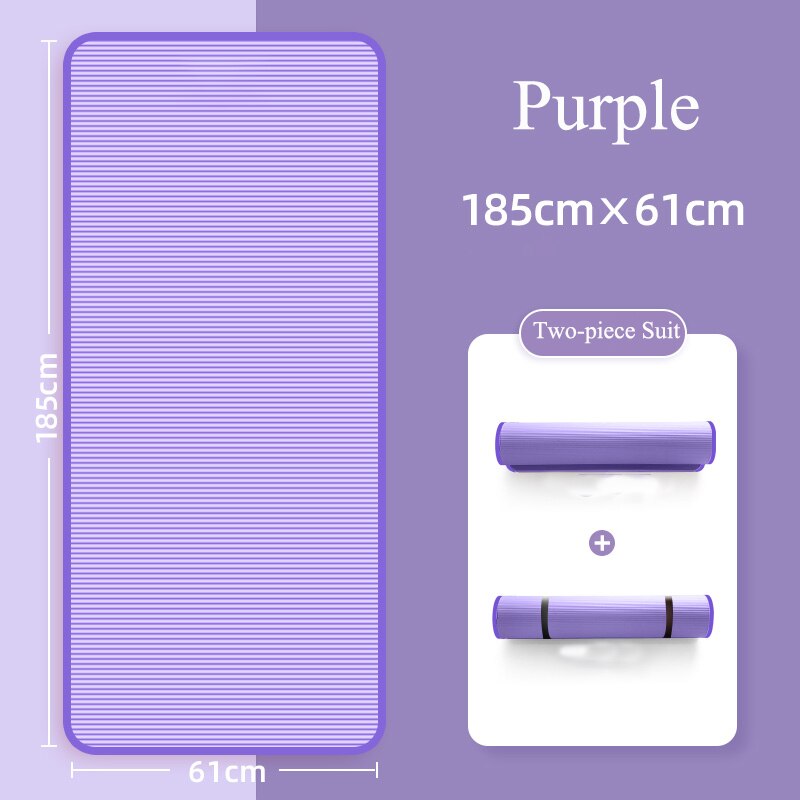 Non-Slip Yoga Pilates Mat 185x61cm Purple