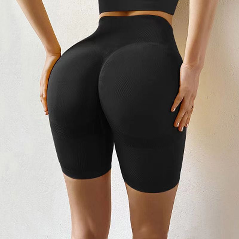 Women Sports Seamless Yoga Short Black-Medium Long