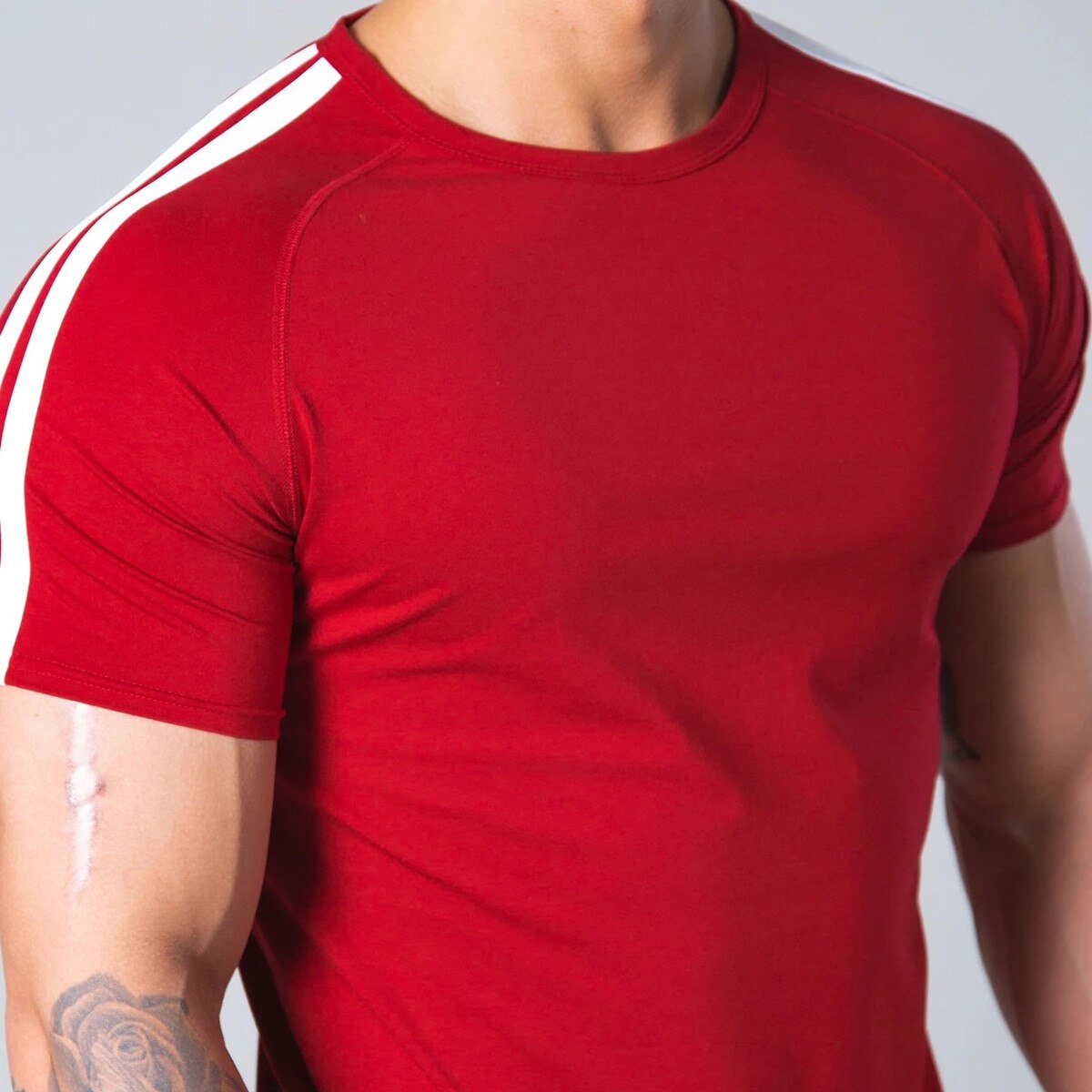 Men Red Gym Fitness T-shirt