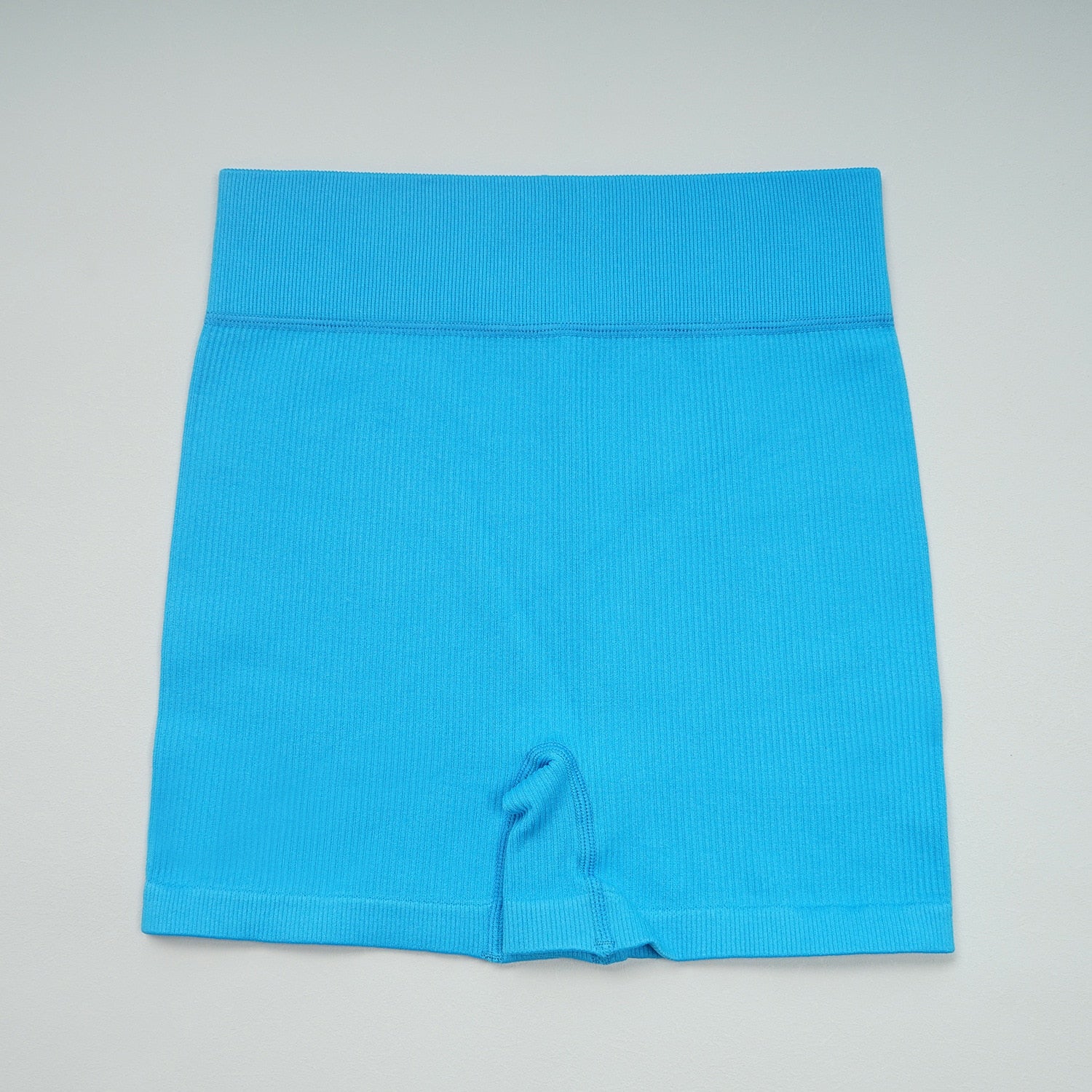 Women Summer Ribbed Gym Set Shorts-Blue