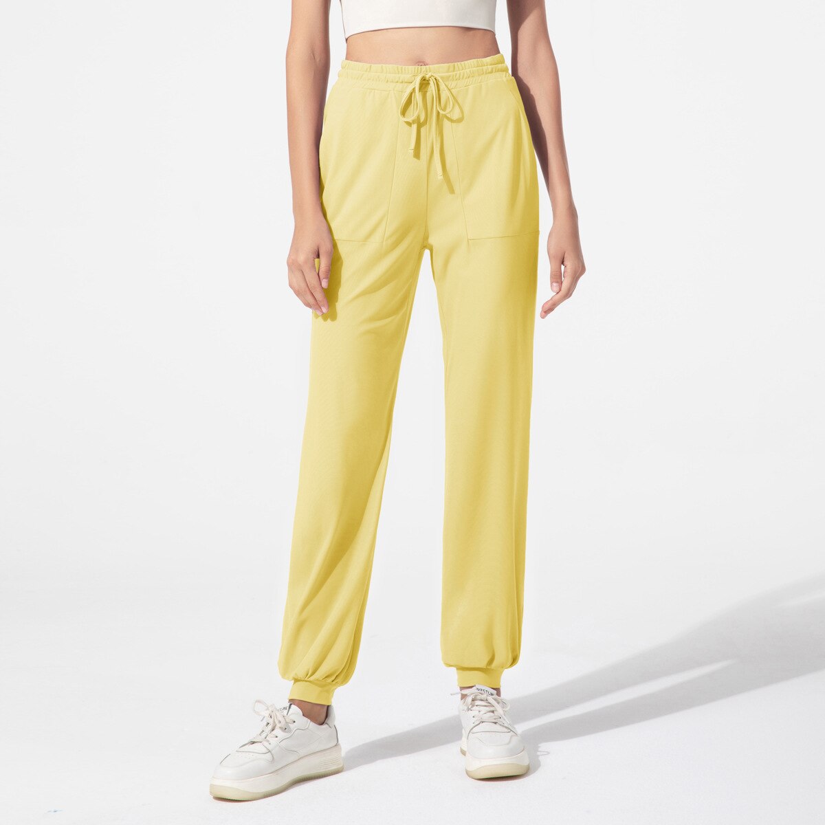 Women Loose Gym Quick Dry Trousers Yellow