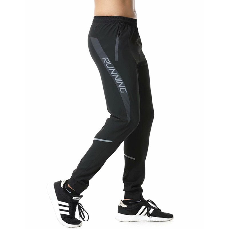 Reflective Men Running Pants Black