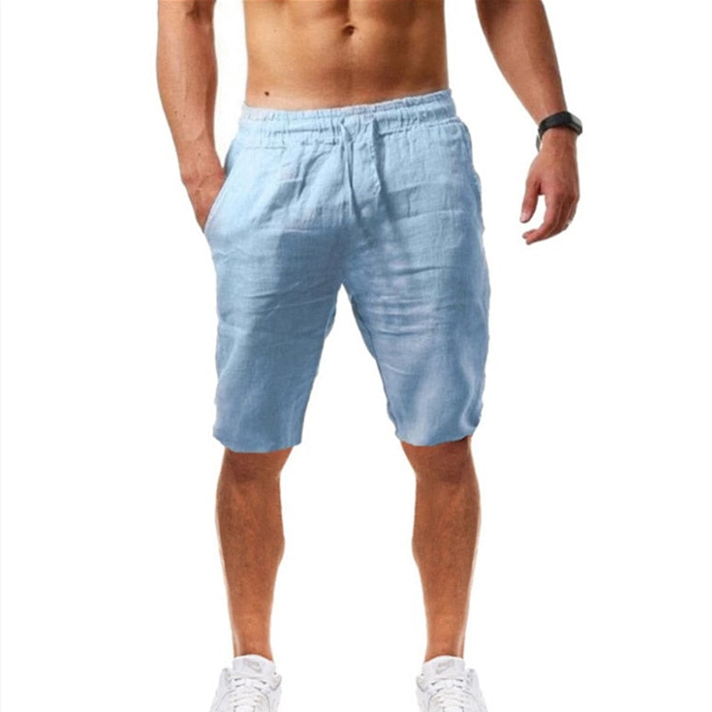 Men Gym Cotton Linen Pants Picture color 5