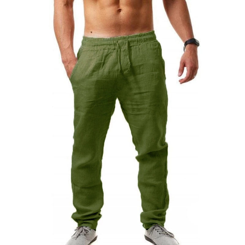 Men Gym Cotton Linen Pants Picture color 4