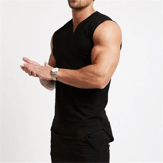 V Neck Cotton Bodybuilding Tank Top