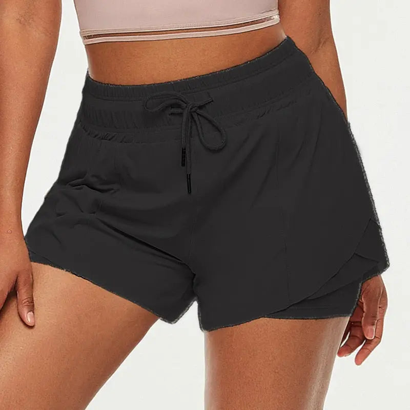 Women 2 in 1 Breathable Gym Shorts Black