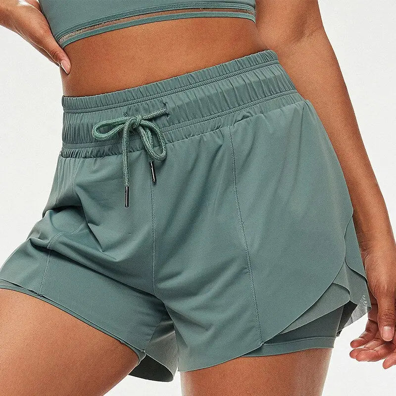 Women 2 in 1 Breathable Gym Shorts Green