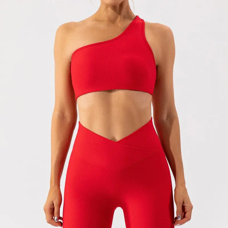 Women Beautiful Back Athletic Bra Suit Red Set