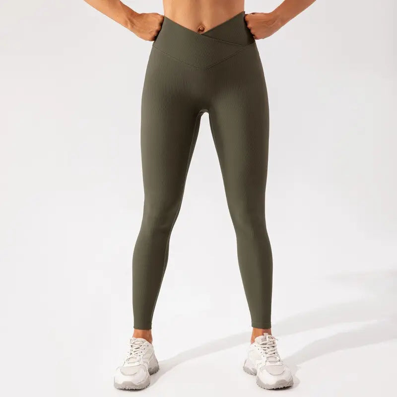 Women Beautiful Back Athletic Bra Suit Olive green pants